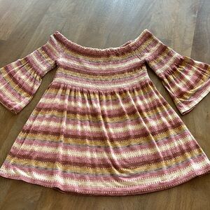 Striped bell sleeved top